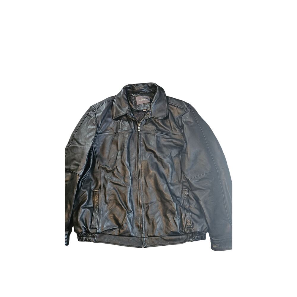 Croft and‎ Barrow Leather Bomber Style Motorcycle Jacket Mens XLT Black